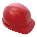 Hard Hat with ratchet adjustment and 4 point nylon suspension in Red and Full Color Label.